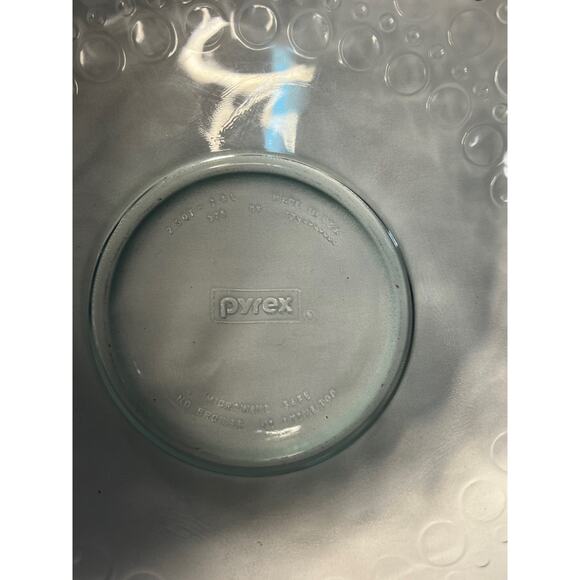 Pyrex 325 Dots Test Pattern Clear Aqua Blue Tint Glass Mixing Bowl 2.5 Quart - Picture 2 of 11